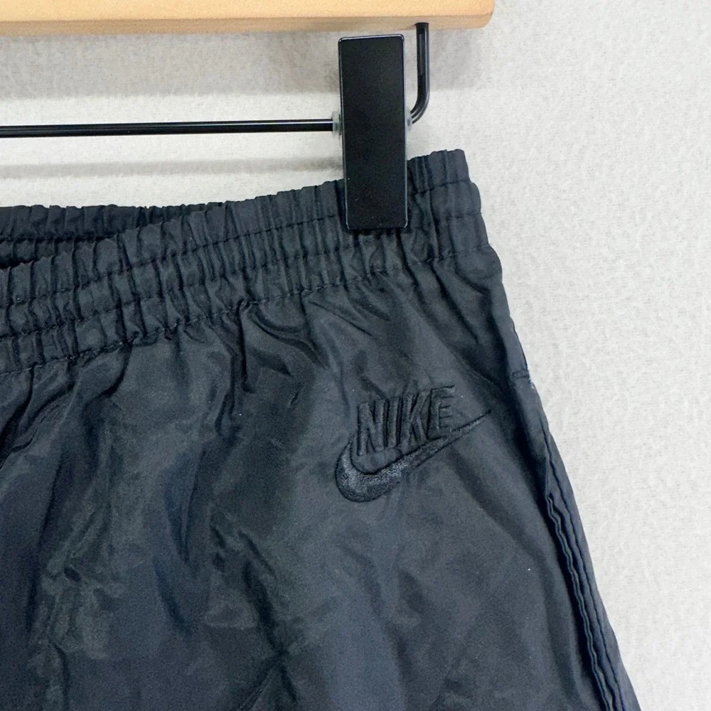 VTG Nike Sweatpants Mens Small Black Nylon Warm‎ Up Ankle Zip Joggers Soccer Gym